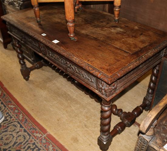 Late Victorian carved oak side table